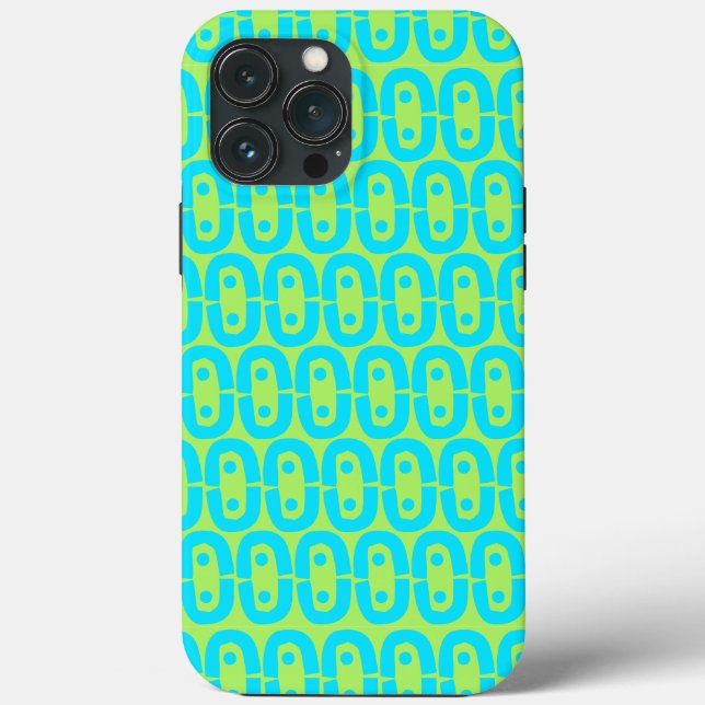Turquoise and Lime Green Geometric Pattern Case-Mate iPhone Case (Back)