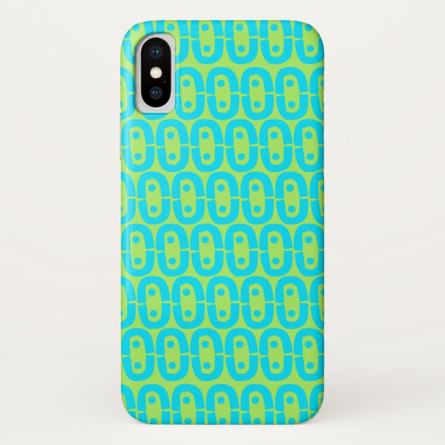 Turquoise and Lime Green Geometric Pattern Case-Mate iPhone Case (Back)