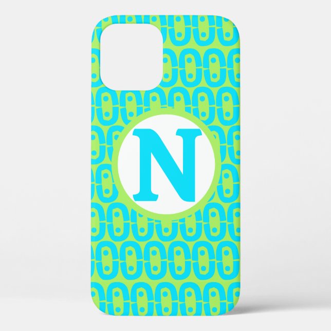 Turquoise and Lime Green Geometric Pattern Case-Mate iPhone Case (Back)