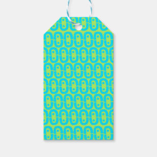 Turquoise and Lime Green Geometric Pattern Gift Tags