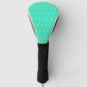 Turquoise and Lime Green Geometric Pattern Golf Head Cover