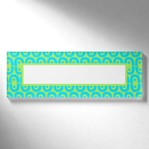 Turquoise and Lime Green Geometric Pattern Name Tag