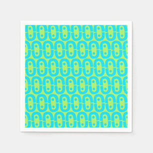 Turquoise and Lime Green Geometric Pattern Napkin