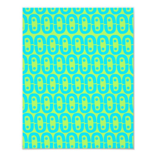 Turquoise and Lime Green Geometric Pattern Photo Print (Front)