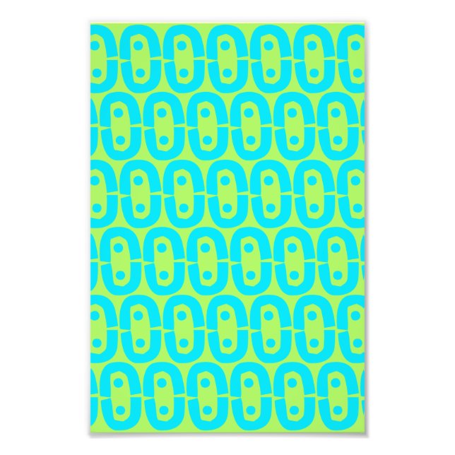 Turquoise and Lime Green Geometric Pattern Photo Print (Front)