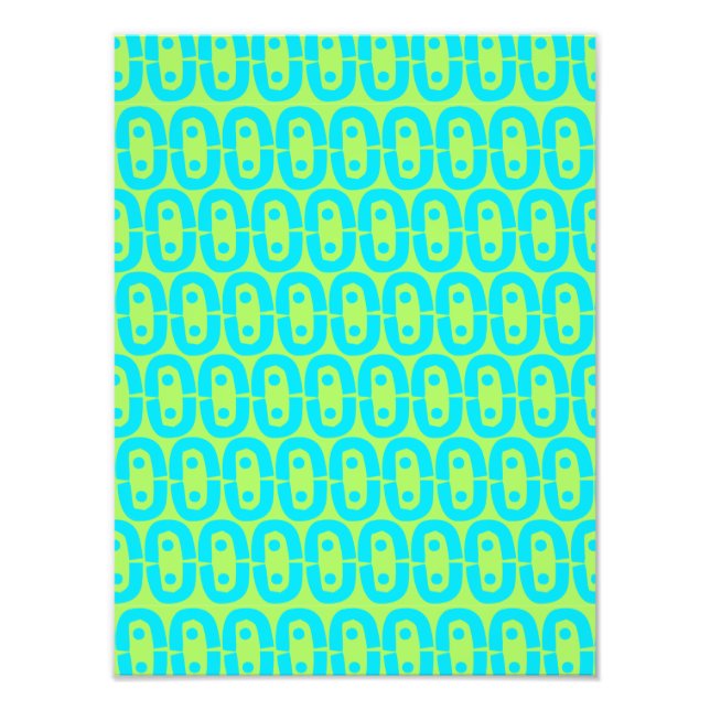 Turquoise and Lime Green Geometric Pattern Photo Print (Front)