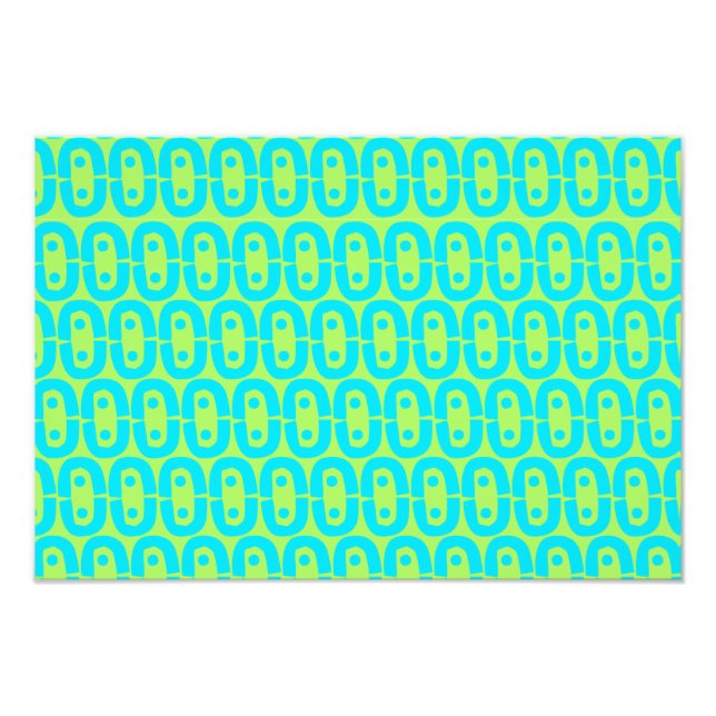 Turquoise and Lime Green Geometric Pattern Photo Print (Front)
