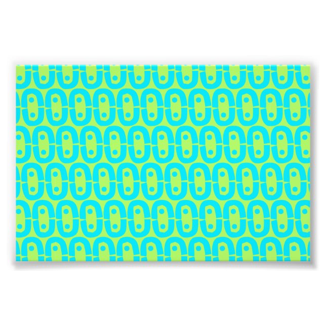 Turquoise and Lime Green Geometric Pattern Photo Print (Front)