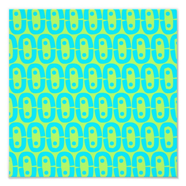 Turquoise and Lime Green Geometric Pattern Photo Print (Front)