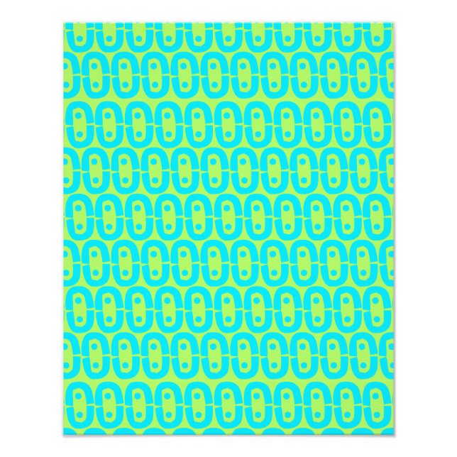 Turquoise and Lime Green Geometric Pattern Photo Print (Front)