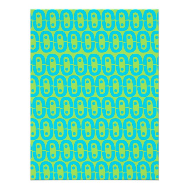 Turquoise and Lime Green Geometric Pattern Poster (Front)
