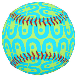 Turquoise and Lime Green Geometric Pattern Softball