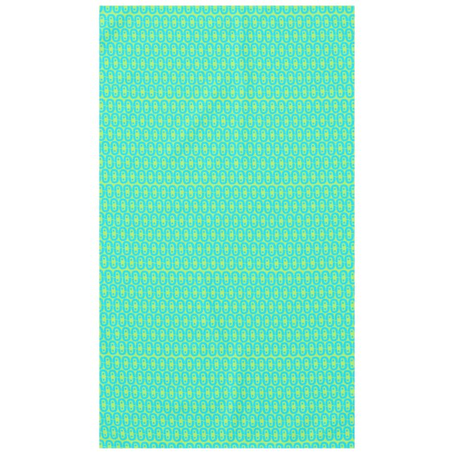 Turquoise and Lime Green Geometric Pattern Tablecloth (Front)
