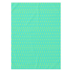 Turquoise and Lime Green Geometric Pattern Tablecloth