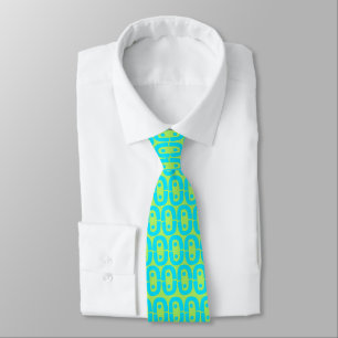 Turquoise and Lime Green Geometric Pattern Tie
