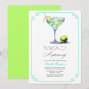 Turquoise and Lime Margs & Matrimony Bridal Shower Invitation