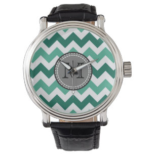 Turquoise and Mint Chevron Zigzag Monogram Watch