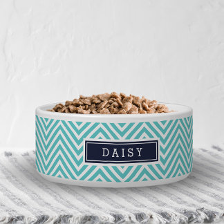 Turquoise and Navy Blue Chevron Monogram