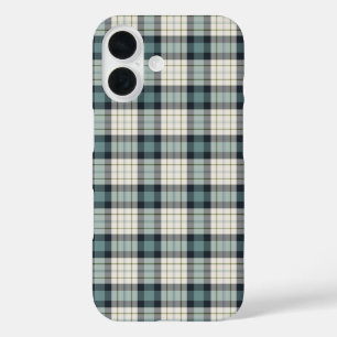 Turquoise and Navy Blue Rustic Plaid iPhone 16 Case