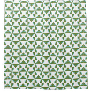 Turquoise and Olive Pinwheel Shower Curtain