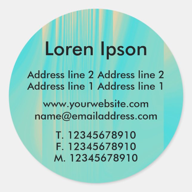 Turquoise and Orange Business / Profile Classic Round Sticker (Front)