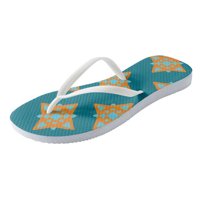 Turquoise and Orange  Jandals (Angled)
