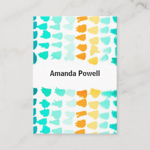 turquoise and orange paint pattern modern business card