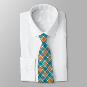 Turquoise and Orange Sporty Plaid Tie