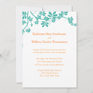 Turquoise And Orange Wedding Invitations