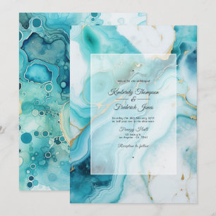 Turquoise and Patina Agate Wedding Invitation