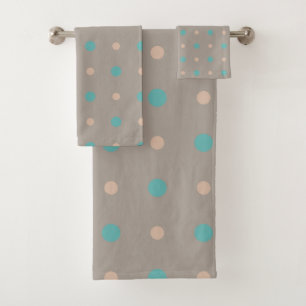 Turquoise and Peach Bath Towel Set
