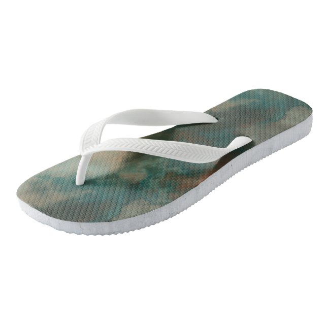 Turquoise and Peach Marble Abstract Jandals (Angled)