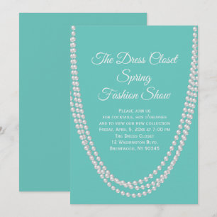 Turquoise and Pearls Fashion Show Invitation