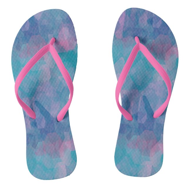 Turquoise and Pink Abstract Jandals (Footbed)