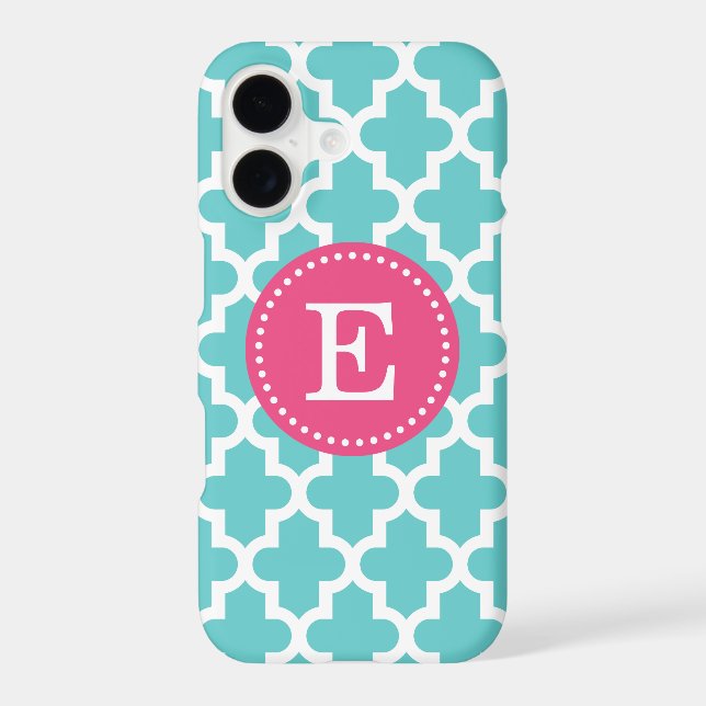 Turquoise and Pink Modern Moroccan Monogram (Back)