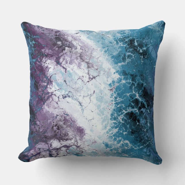 Turquoise and Purple abstract Cushion (Front)
