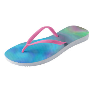 Turquoise and Purple Abstract Jandals