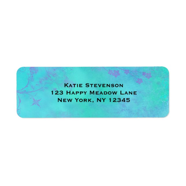 Turquoise and Purple Abstract with Faded Flowers (Front)