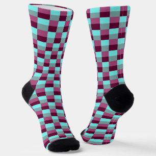 Turquoise and Purple Color Combination Socks