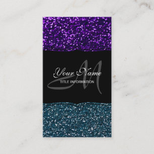 Turquoise and Purple Glitter Sparkles Business Card
