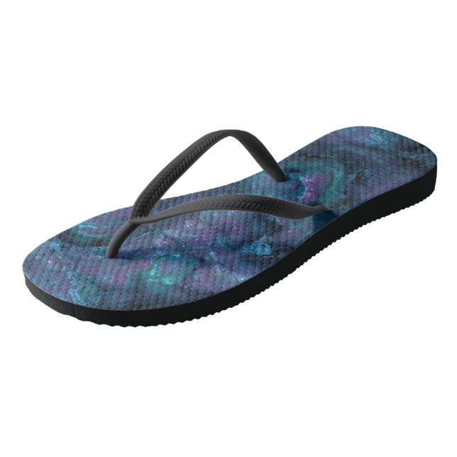 Turquoise and Purple Marble Abstract Jandals (Angled)
