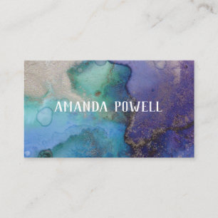 turquoise and purple pretty watercolor artistic business card