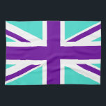Turquoise and Purple Union Jack Tea Towel<br><div class="desc">Turquoise and purple pattern based on the Union Jack.</div>