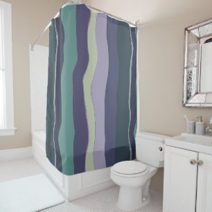 Turquoise and Purple Wavy Stripes Shower Curtain