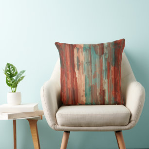 Turquoise and Red abstract Cushion