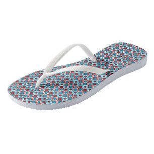 Turquoise and Red Diamond Pattern Jandals