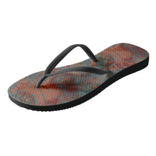 Turquoise and Red Marble Swirl Abstract Jandals
