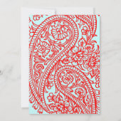 Turquoise and Red Paisley Indian Wedding Invitation (Back)