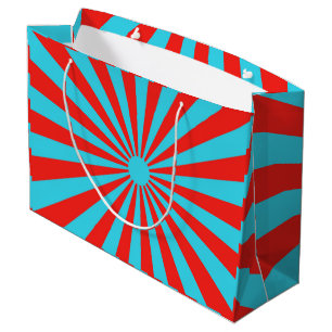 Turquoise and Red Stripes Pattern Stripped Lines Large Gift Bag