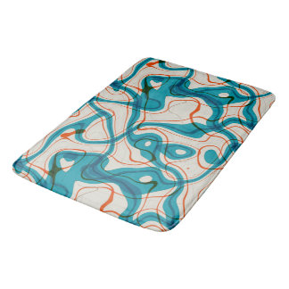 Turquoise and Red Swirls Bath Mat